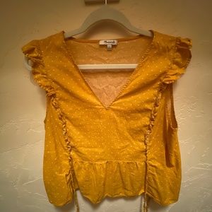 Yellow and white dotted Made well tank with side ties